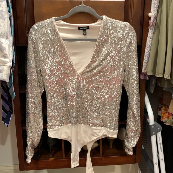 Express Small Sequin Bodysuit - Picture 1 of 4